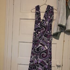 Source Unknown Swirl Pattern Midi Dress in Purple and Black